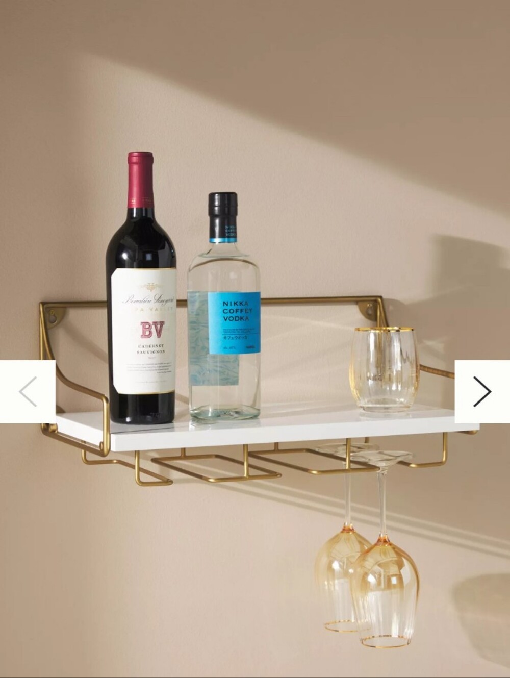 NWT Anthropologie Mayfair Wall-Mounted Wine Glass Shelf White And Gold